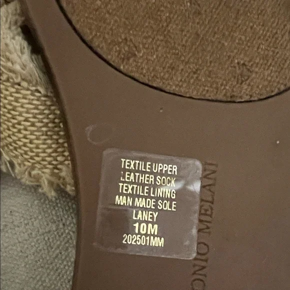 ANTONIO MELANI Frayed Edge Tan Sandals boho Slides - Picture 3 of 8